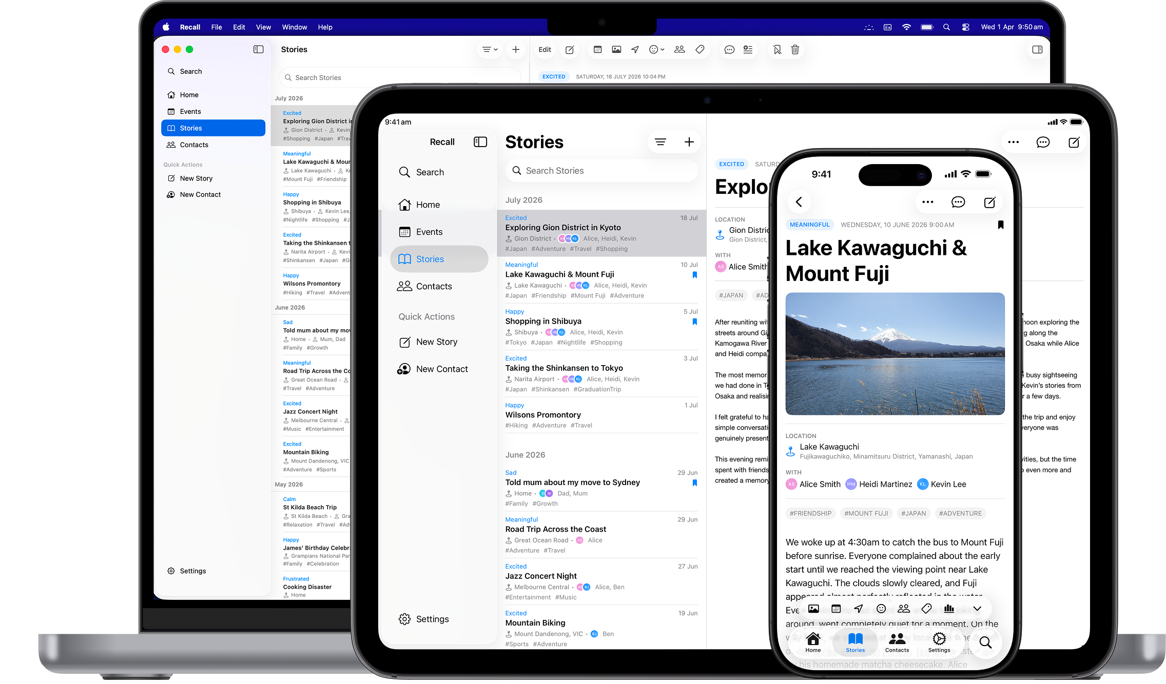 Recall app on iPhone, iPad, and Mac